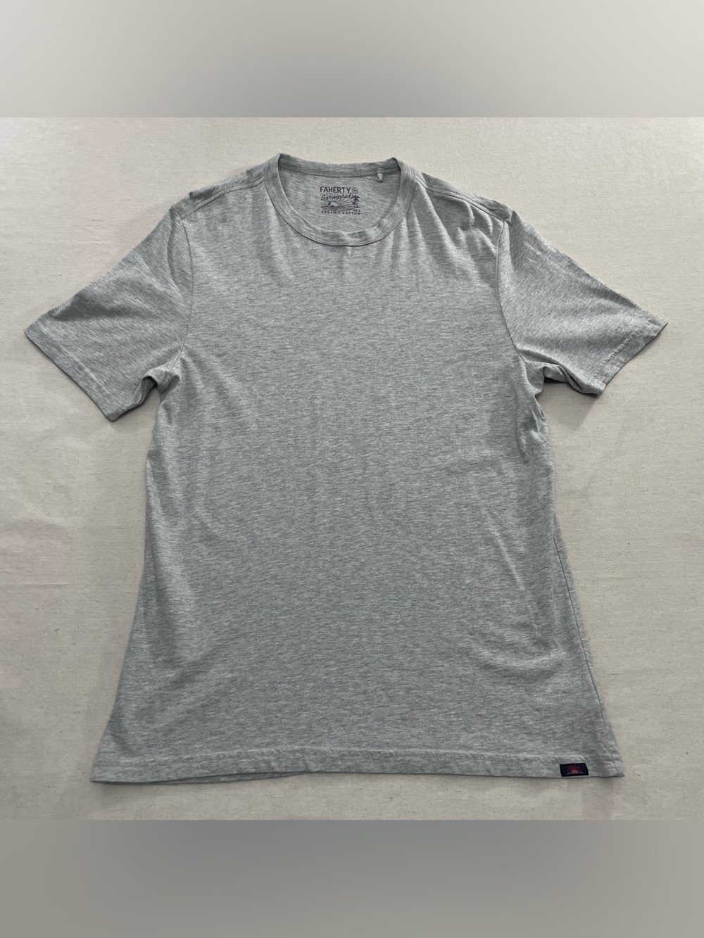 Faherty Shirt Men's Sz M Gray Light Heather Sunwashed Organic Cotton Crew Neck